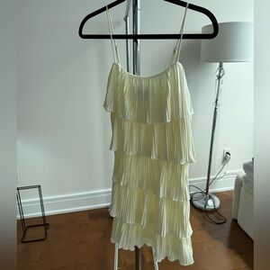 Hello Molly Cream Pleated Tiered Mini Dress